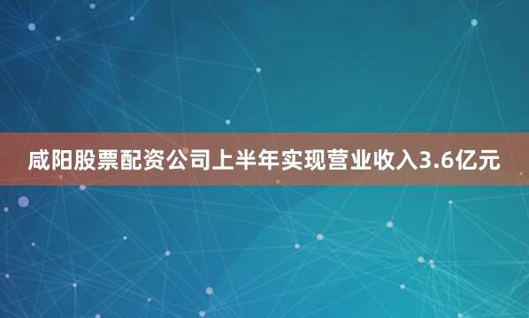 咸阳股票配资公司上半年实现营业收入3.6亿元